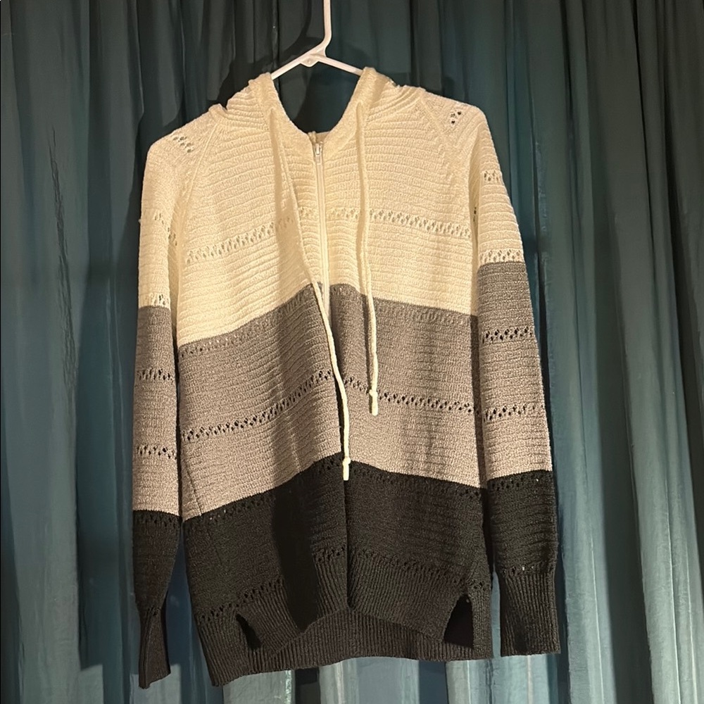 Striped Knit Hoodie Sweater